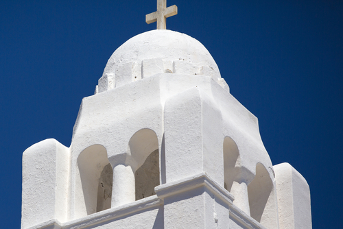 Closeup,Of,White,Orthodox,Church,,Panagia,Of,Chora,,Folegandros.,Greek
