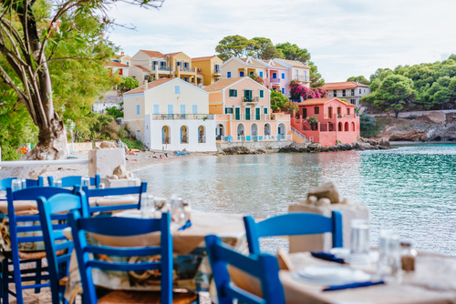 Table,In,Greek,Tavern,In,Assos,Fishing,Village,,Kefalonia,Island,