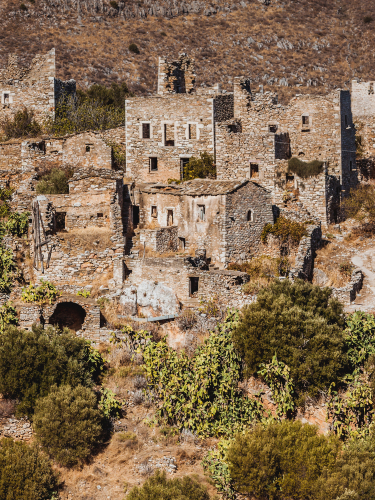 Greece,Mani,Peninsula.,Traditional,Style,Stone,Tower,House.,Laconia,Peloponnese,