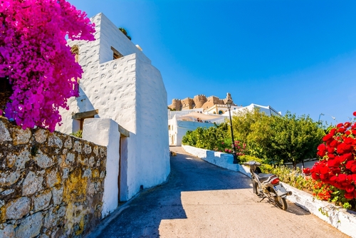 Chora,Village,Old,Street,View,In,Patmos,Island