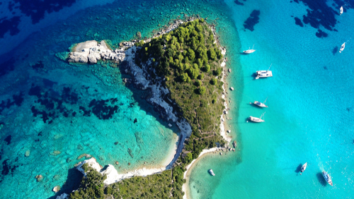 Aerial,Drone,Bird's,Eye,View,Photo,Of,Sail,Boats,In
