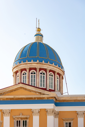 Agios,Nikolaos,Blue,Color,Exterior,Dome,Of,Greek,Orthodox,Church
