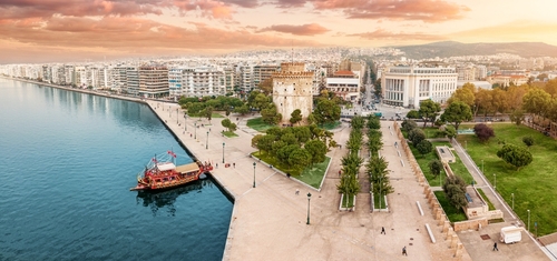 Aerial,Panoramic,View,Of,The,Main,Symbol,Of,Thessaloniki,City