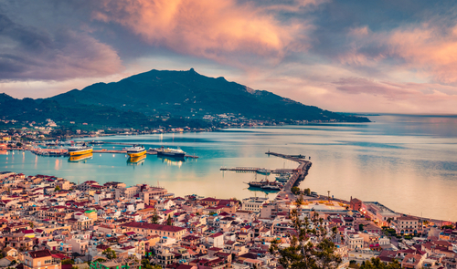 Exciting,Sunrise,On,Zakynthos,(zante),City.,Colorful,Summer,Sunrise,On