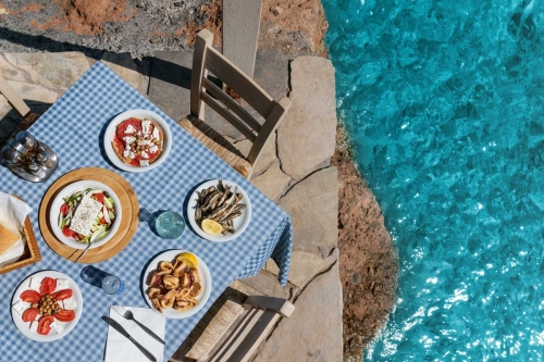 Greek table near the sea